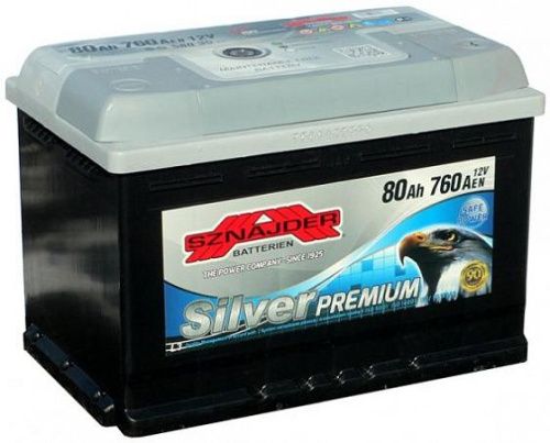 Фото Аккумулятор SZNAJDER Silver Premium 80 Ач, 760 А, 12 v, Обратная R+ (0), DIN L3, B13