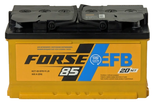 Фото Аккумулятор FORSE 85 EFB Ач низк, 800 А, 12 v, Обратная R+ (0), DIN LB4, B13