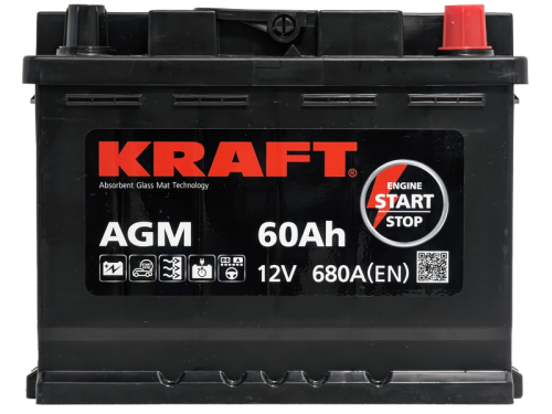 Аккумулятор KRAFT AGM 60 R+