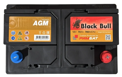 Фото BLACK BULL (Camel Group) AGM 70 Ач, 760 А, 12v, Обратная R, L3