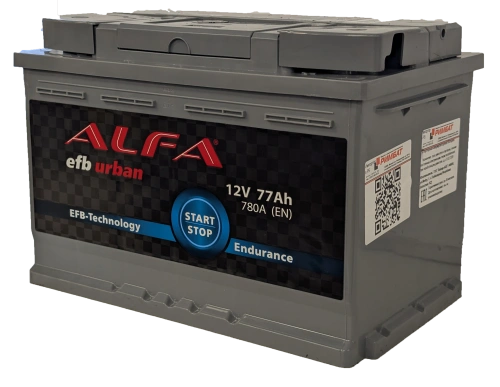 Фото Аккумулятор ALFA EFB 77 Ач, 780 А, 12 v, Обратная R+ (0), DIN L3, B13
