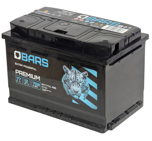 Фото Аккумулятор BARS Premium 77 Ач, 750 А, 12 v, Обратная R+ (0), DIN L3, B13