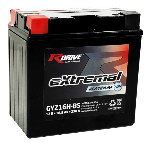 RDrive eXtremal Platinum GYZ16H-BS 16Ah (230А 150*87*147) фото