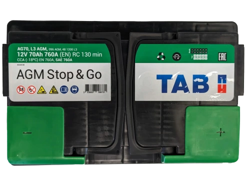 Фото Аккумулятор TAB Stop&Go AGM 70 R+