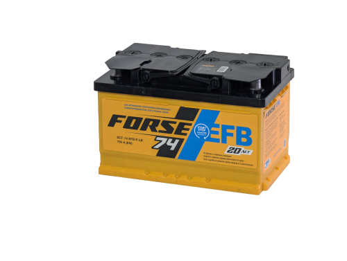 Фото Аккумулятор FORSE EFB 74 Ач низк, 750 А, 12 v, Обратная R+ (0), DIN LB3, B13