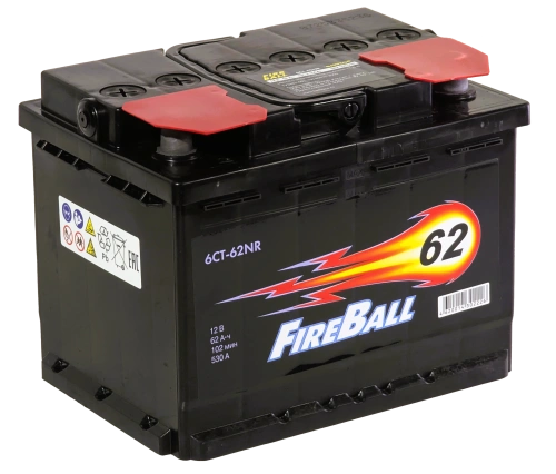 Фото Аккумулятор FIREBALL 62 Ач, 530 А, 12 v, Обратная R+ (0), DIN L2, B13