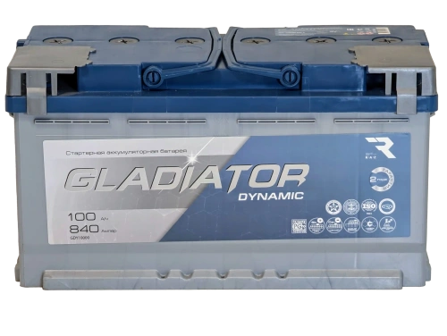 Аккумулятор GLADIATOR Dynamic 12v, 100Ah, 840A, R+(0), L5, B13