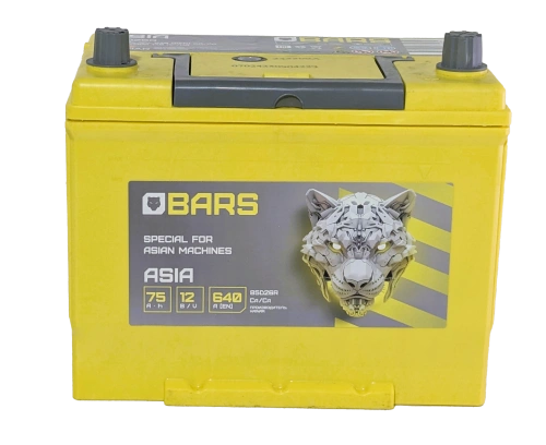 Фото Аккумулятор BARS Asia 75 Ач, 640 А, 12 v, Обратная R+ (0), JIS D26, B13