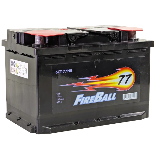 Фото Аккумулятор FIREBALL 77 Ач, 670 А, 12 v, Обратная R+ (0), DIN L3, B13