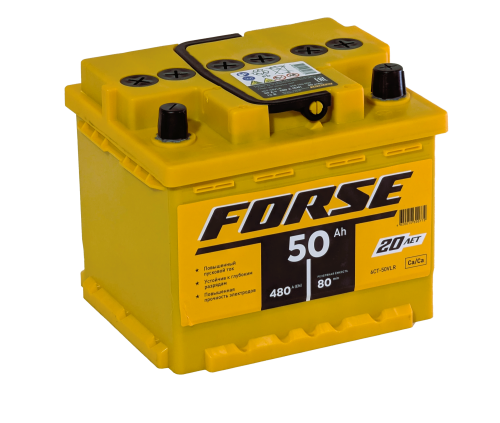 Фото Аккумулятор FORSE 50 Ач, низк, 480 А, 12 v, Обратная R+ (0), DIN LB1, B13