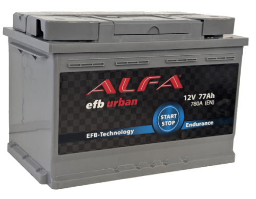 Фото Аккумулятор ALFA EFB 77 Ач, 780 А, 12 v, Обратная R+ (0), DIN L3, B13
