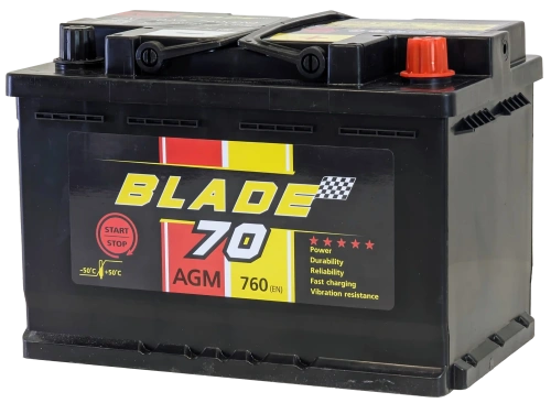Аккумулятор BLADE AGM 70 Ач, 760 А, 12 v, Обратная R+ (0), DIN L3, B13