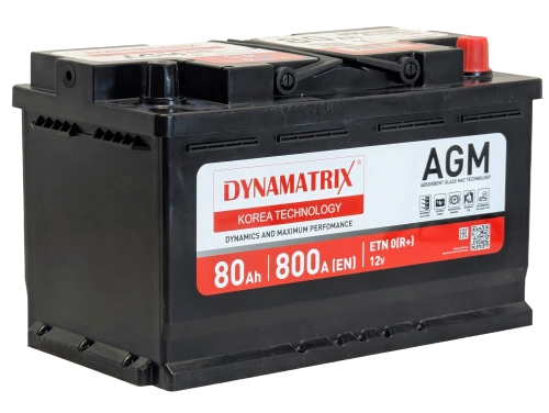 Фото Аккумулятор DYNAMATRIX AGM 80 Ач, 800 А, 12 v, Обратная R+ (0), DIN L4, B13