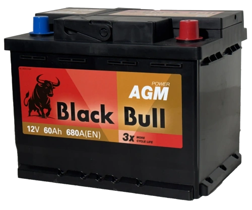Фото BLACK BULL (Camel Group) AGM 60 Ач, 680 А, 12v, Обратная R, L2
