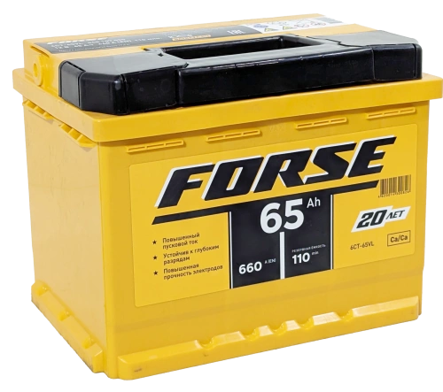 Фото Аккумулятор FORSE 65 Ач, 660 А, 12 v, Прямая (L+), DIN L2, B13