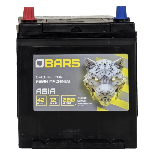 Фото Аккумулятор BARS Asia 42 Ач, 350 А, 12 v, Прямая L+ (1), JIS B19, B00
