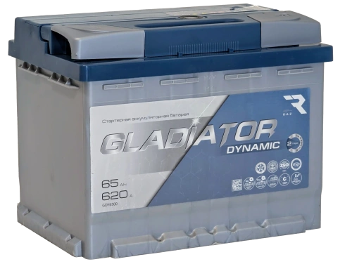 Аккумулятор GLADIATOR Dynamic 12v, 65Ah, 620A, R+(0), L2, B13