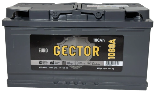 Фото Аккумулятор GECTOR (АЗ им. Н.М. Игнатьева - АКОМ) 100 Ач, 1080 А, 12 v, Обратная R+, DIN L5