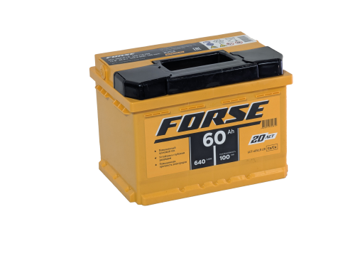 Фото Аккумулятор FORSE 60 Ач низк, 640 А, 12 v, Обратная R+ (0), DIN LB2, B13