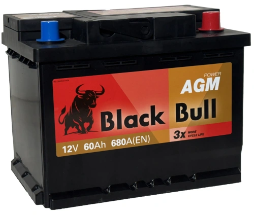 Фото BLACK BULL (Camel Group) AGM 60 Ач, 680 А, 12v, Обратная R, L2