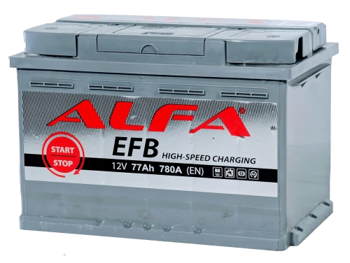 Фото Аккумулятор ALFA EFB 77 Ач, 780 А, 12 v, Обратная R+ (0), DIN L3, B13