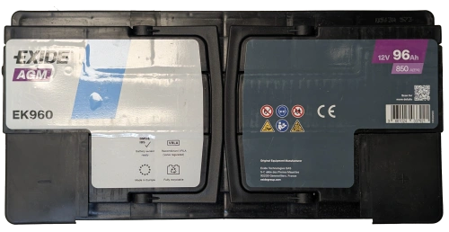 Фото Аккумулятор EXIDE AGM 96 Ач, 850 А, 12 v, Обратная R+ (0), DIN L5, B13