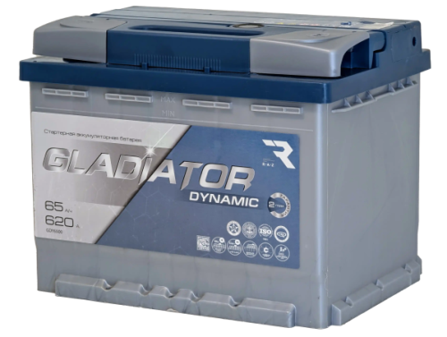 Аккумулятор GLADIATOR Dynamic 12v, 65Ah, 620A, R+(0), L2, B13