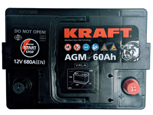 Аккумулятор KRAFT AGM 60 R+