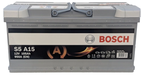 Фото Аккумулятор BOSCH S5 AGM 105 Ач, 950 А, 12 v, Обратная R+ (0), DIN L6, B13