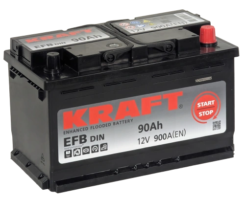 Фото Аккумулятор KRAFT EFB 90 Ач, 900 А, 12 v, Обратная R+ (0), DIN L4, B13