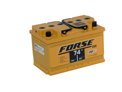 Фото Аккумулятор FORSE 74 Ач низк, 760 А, 12 v, Обратная R+ (0), DIN LB3, B13