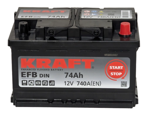 Фото Аккумулятор KRAFT EFB 74 Ач, 770 А, 12 v, Обратная R+ (0), DIN LB3