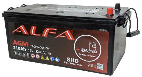 Аккумулятор ALFA AGM 210 Ач, 1200 А, 12 v, Обратная L+ (3) euro, D6 (C), B00 фото