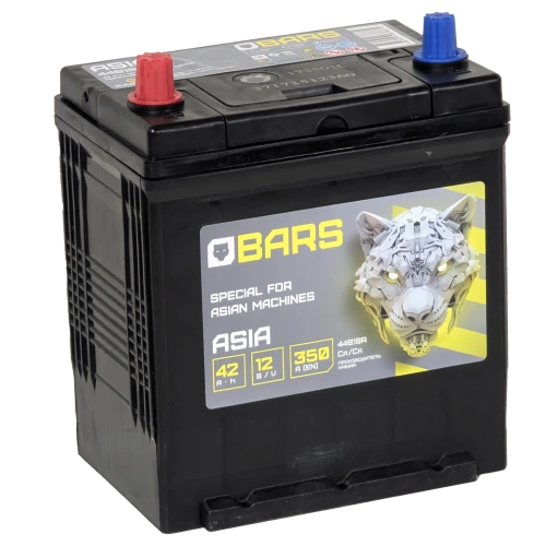 Фото Аккумулятор BARS Asia 42 Ач, 350 А, 12 v, Прямая L+ (1), JIS B19, B00