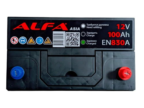 Фото Аккумулятор ALFA Asia 100 Ач, 830 А, Обратная R+ (0), JIS D31 (UZ)