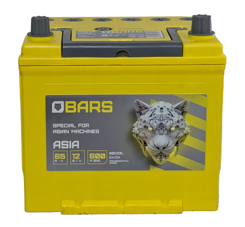 Фото Аккумулятор BARS Asia 65 Ач, 600 А, 12 v, Обратная R+ (0), JIS D23, B00