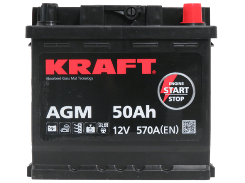 Аккумулятор KRAFT AGM 50 R+