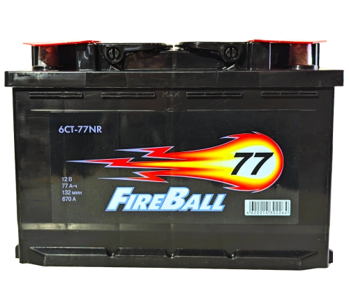 Фото Аккумулятор FIREBALL 77 Ач, 670 А, 12 v, Обратная R+ (0), DIN L3, B13