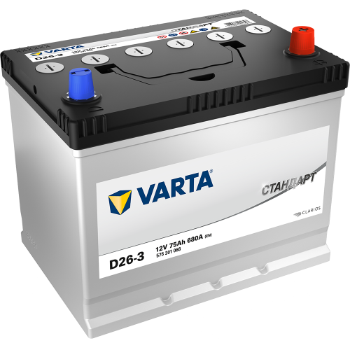 Фото Аккумулятор VARTA Стандарт 75 Ач, 680 А, 12 v, Обратная R+ (0), JIS D26, B13