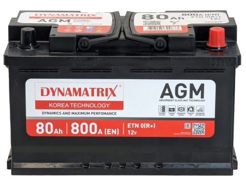 Фото Аккумулятор DYNAMATRIX AGM 80 Ач, 800 А, 12 v, Обратная R+ (0), DIN L4, B13