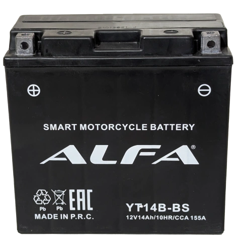 Аккумулятор ALFA YT14B-BS AGM 14 Ач, 155 А, 12 v, Прямая L+ (1) фото
