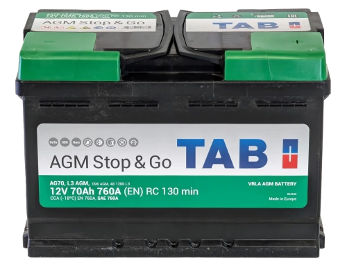 Фото Аккумулятор TAB Stop&Go AGM 70 R+