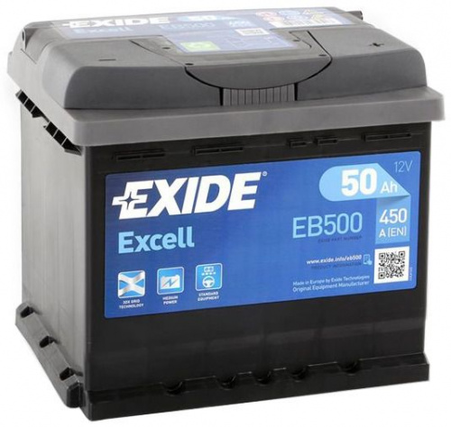 АККУМУЛЯТОР EXIDE EXCELL EB500 (50 A/H) 450 A R+