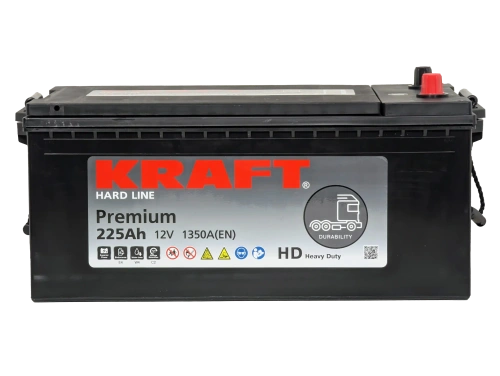 Аккумулятор KRAFT Premium 225 Ач, 1350 А, 12 v, Обратная L+ (3) euro, D6 (C), B00 фото