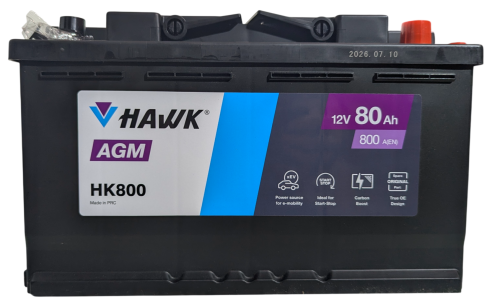 Фото Аккумулятор HAWK 80 Ач, 800 А, 12 v, Обратная R+ (0), DIN L4, B13