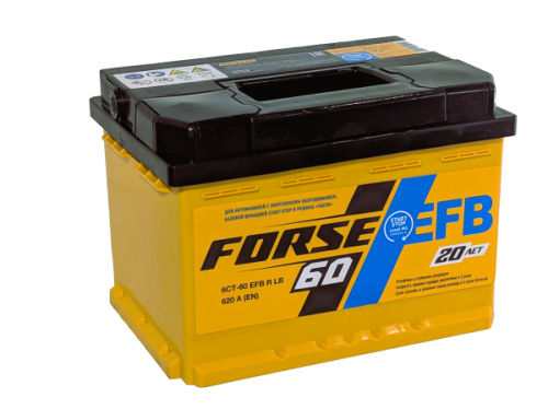 Фото Аккумулятор FORSE EFB 60 Ач низк, 620 А, 12 v, Обратная R+ (0), DIN LB2, B13