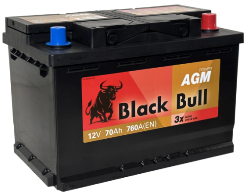 Фото BLACK BULL (Camel Group) AGM 70 Ач, 760 А, 12v, Обратная R, L3