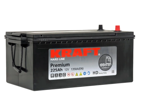 Аккумулятор KRAFT Premium 225 Ач, 1350 А, 12 v, Обратная L+ (3) euro, D6 (C), B00 фото