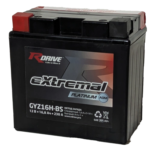 RDrive eXtremal Platinum GYZ16H-BS 16Ah (230А 150*87*147) фото