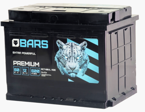 Фото Аккумулятор BARS Premium 60 Ач, 600 А, 12 v, Обратная R+ (0), DIN L2, B13